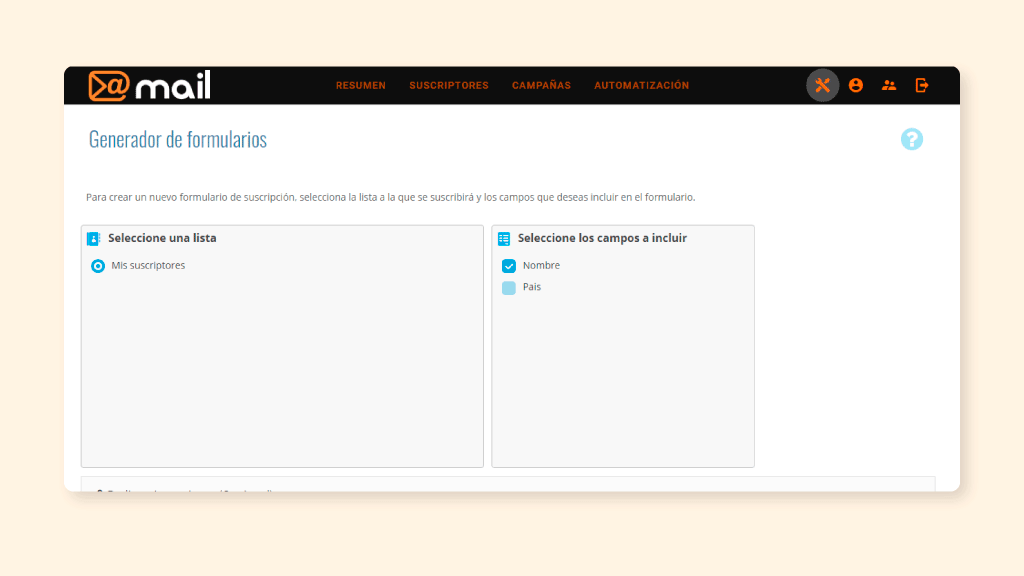 Formularios de suscripcion - Crear formulario
