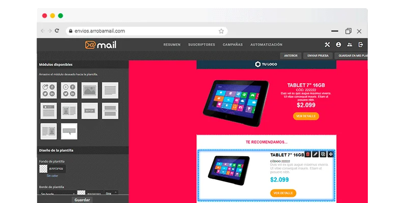 Templates o Plantillas - Editor Grafico de arrobaMail